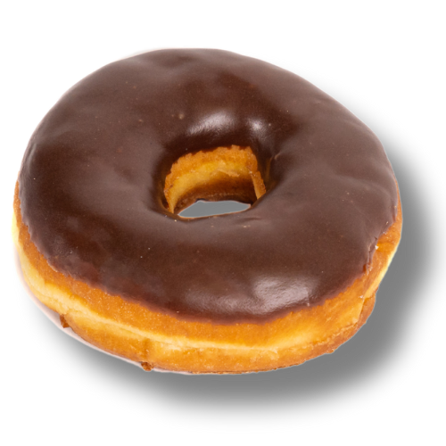 An image of a classic chocolate doughnut