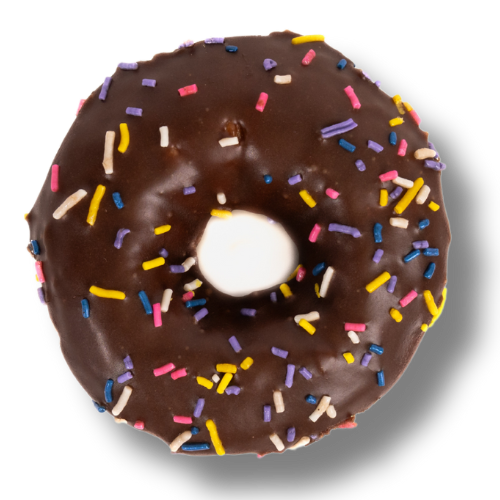 An image of a Chocolate Iced Sprinkle Cake doughnut